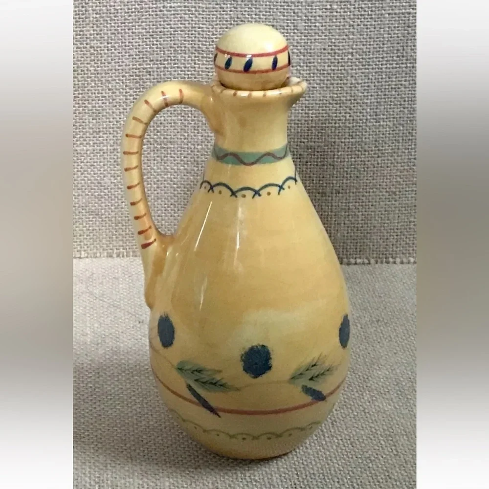 Le Vinaigre Yellow Vinegar Cruet Hand Painted French Parisian Style Cottage Core